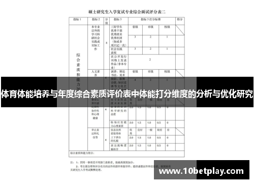 体育体能培养与年度综合素质评价表中体能打分维度的分析与优化研究